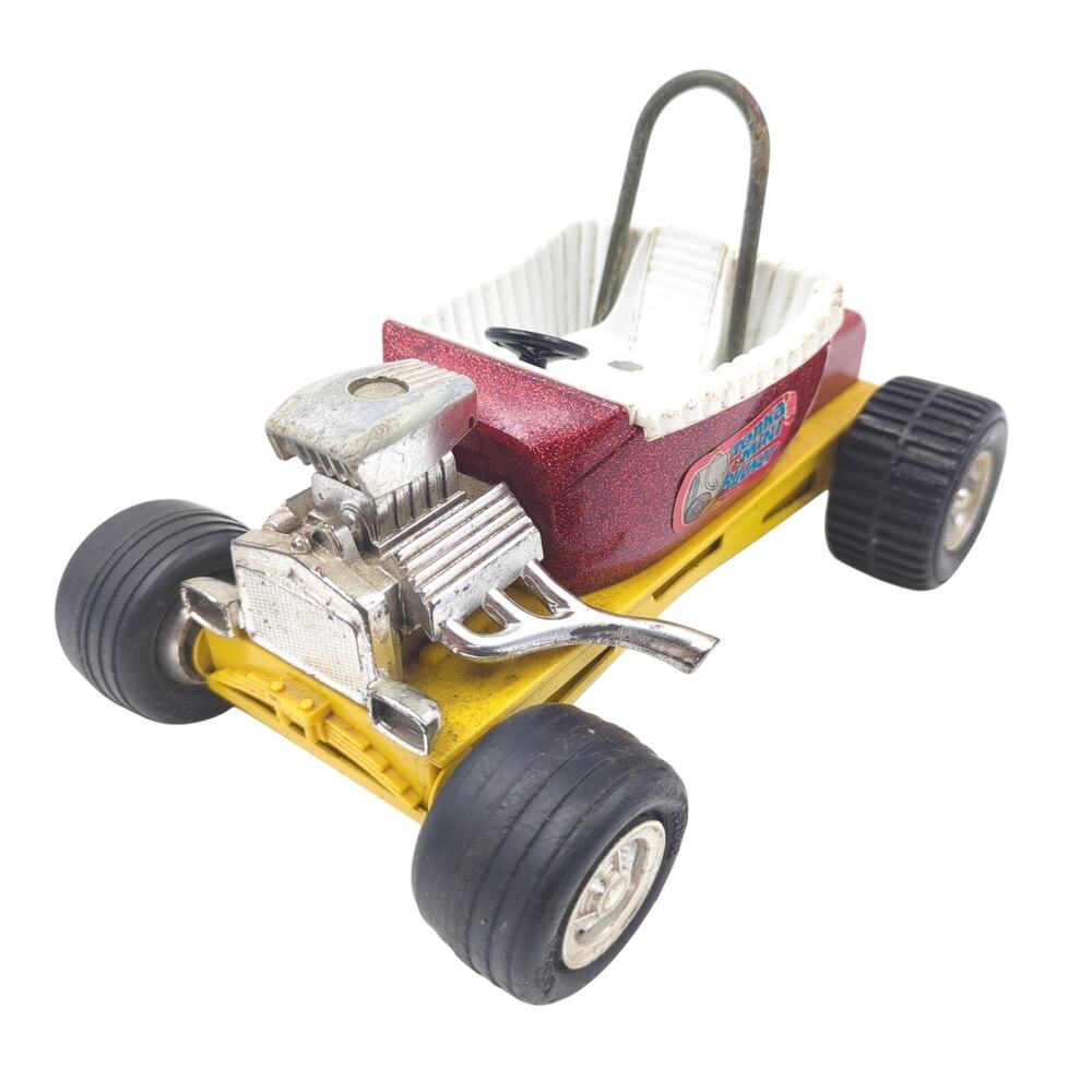 Vintage Tonka T-Bucket Hot Rod Red Metal Flake Yellow Base Diecast Car Bent Axle